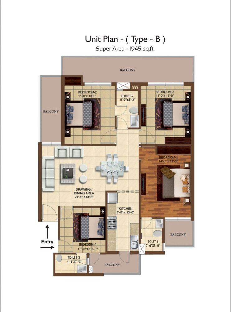 Type - B 1945 Sq. Ft.