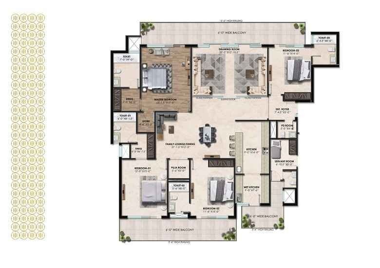 4+1 BHK Floor Plan Horizon-Belmond