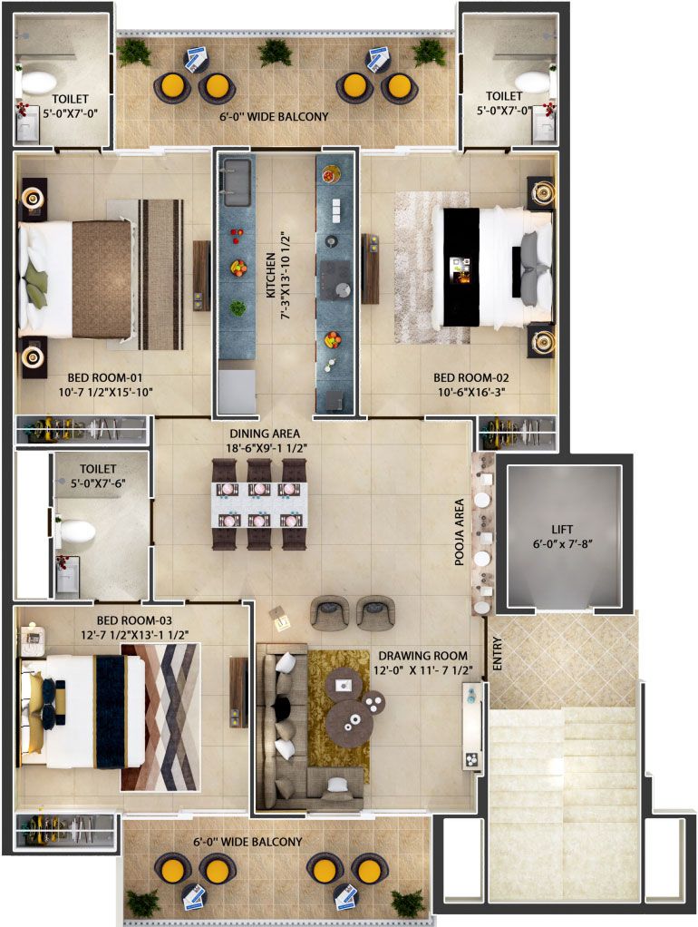 Hermitage Centralis Zirakpur Floor Plan Block-B-Eighth-Floor-Plan-Penthouse